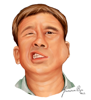 좌측 이하선종양에 의한 동측 안면마비로 악성을 시사하는 소견