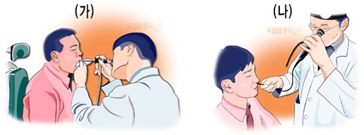 후두의 검사 방법 (구강을 통한 검사, 코를 통한 검사)